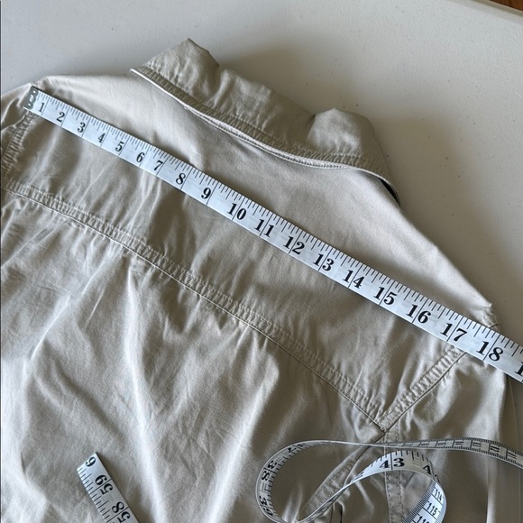 L.L. Bean Tan Utility Jacket Buttoned Cinched Waist Relaxed Fit Cotton Sz 16 - Picture 14 of 16